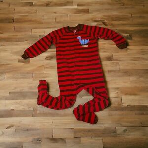 Just One You Carters one piece footed fleece pajamas 100% poly red brown…